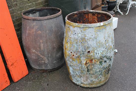 Pair of metal barrels